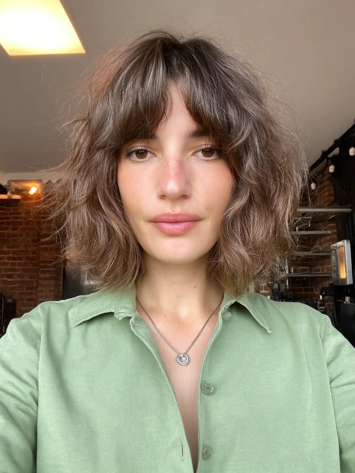 Voluminous Wavy Textured Bob in Soft Ash Brown